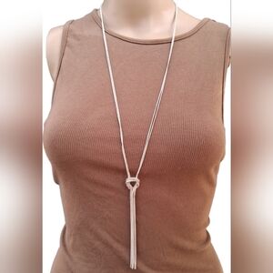 ​Modernist Silver-Tone Multi-Strand Lariat Knot Necklace